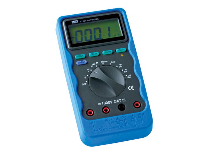 Multimeter mit Drehschalter, digitales 3-1/2-stelliges, beleuchtetes Display, automatische Messbereichsauswahl
